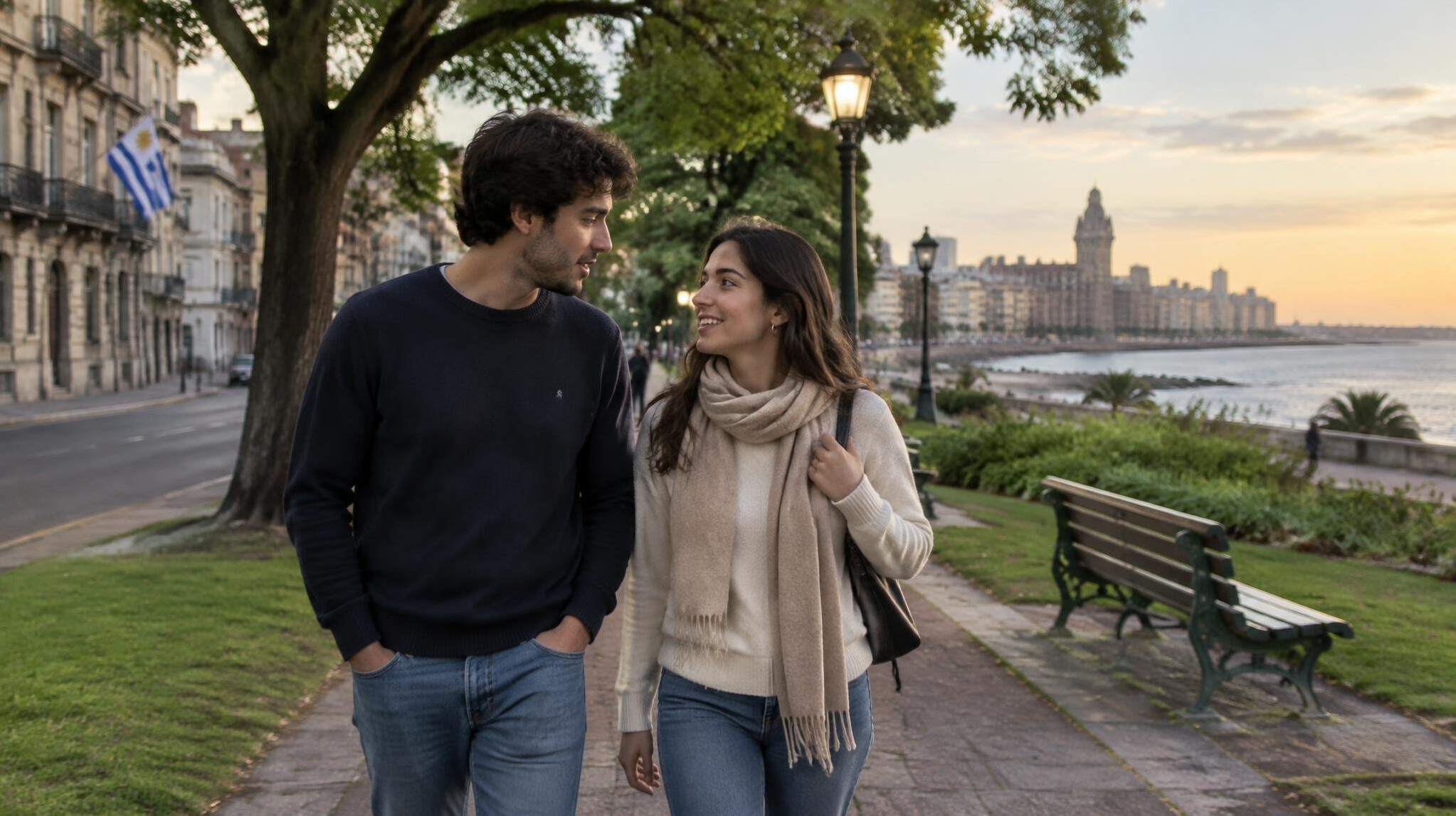 couple walking in park